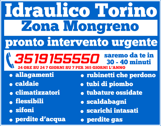 idraulico torino Zona Mongreno