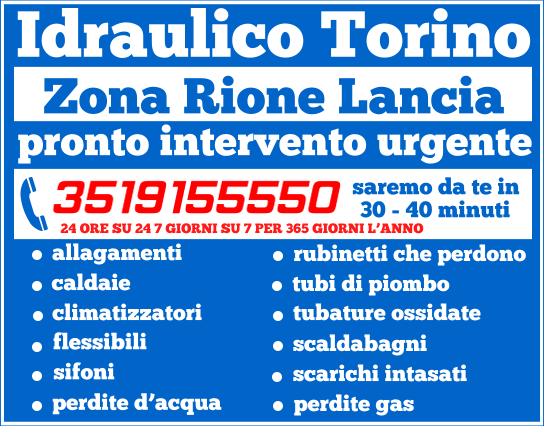 idraulico torino Zona Rione Lancia